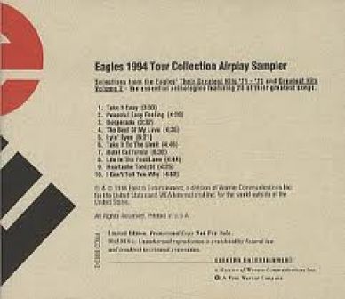 RARE EAGLES CD 94 TOUR COLLECTION AIRPLAY SAMPLER NEW